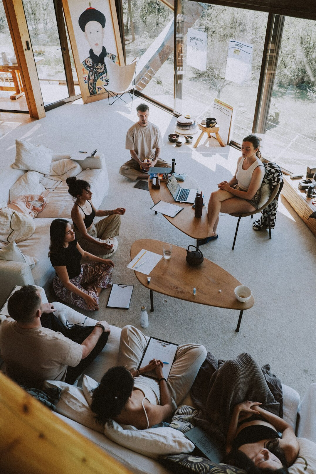 diverse people in discussion circle