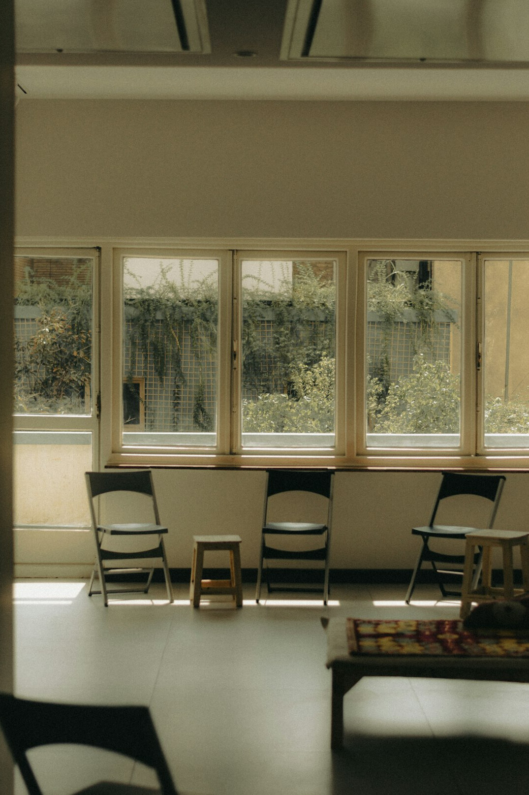 Empty chairs in a quiet room